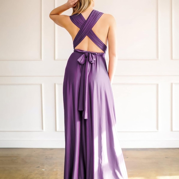 Convertible Infinity Dress & Bandeau Long Maxi Bridesmaid/Prom Dresses Purple - Picture 6 of 7